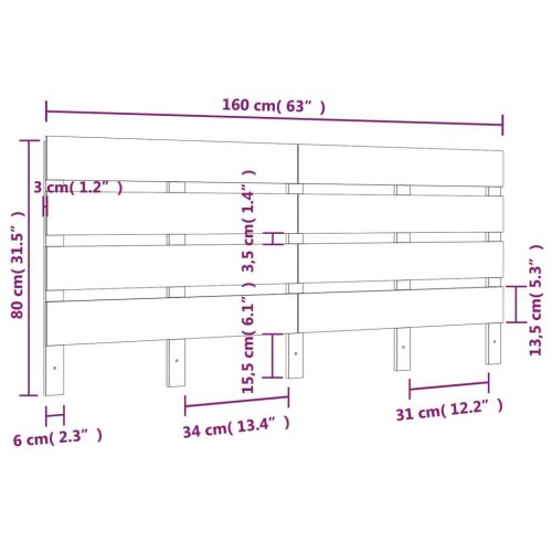 Sengegavl 160 × 80 cm i massivt fyrretræ - lameldesign