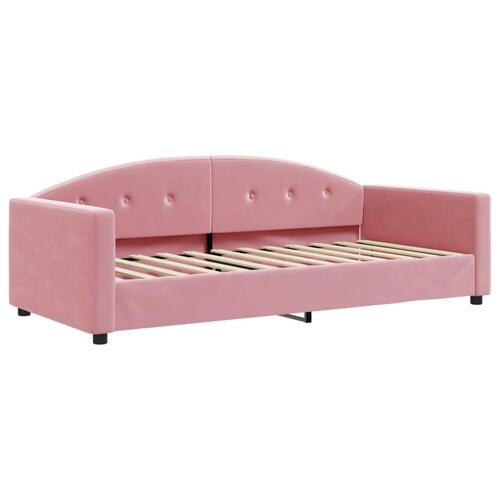 Daybed med udtræk og madras 90x200 cm velour lyserød