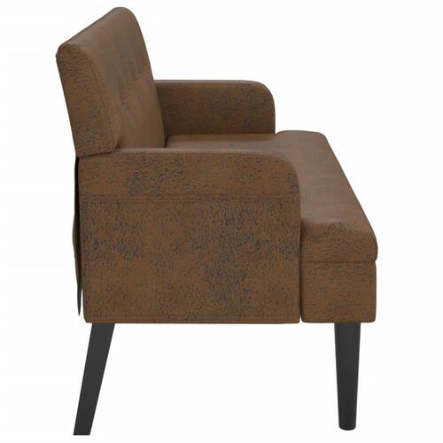Bænk med ryglæn 112x65,5x75 cm imiteret ruskind brun