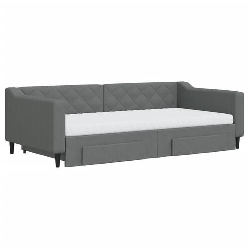 Daybed med udtræk og skuffer 100x200 cm stof mørkegrå