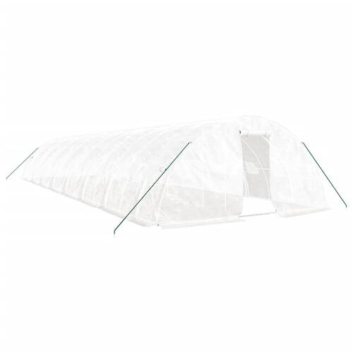 Drivhus med stålstel 80 m² 16x5x2,3 m hvid