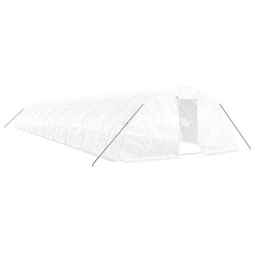 Drivhus med stålstel 100 m² 20x5x2,3 m hvid
