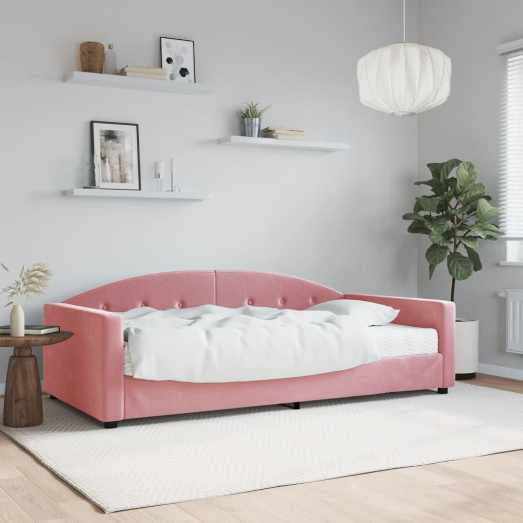 Daybed Velour Pink Lyserød - med madras / 100 x 200 cm