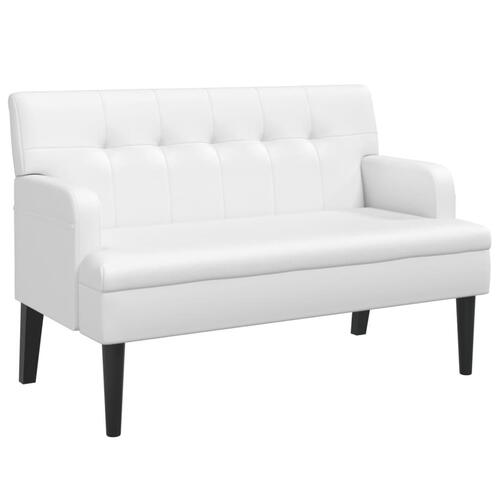 Bænk med ryglæn 112x65,5x75 cm kunstlæder hvid