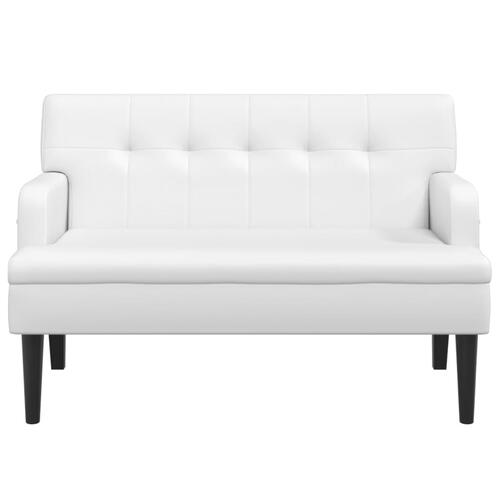 Bænk med ryglæn 112x65,5x75 cm kunstlæder hvid