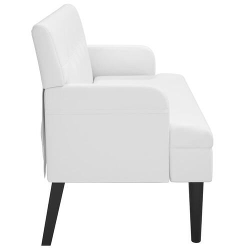 Bænk med ryglæn 112x65,5x75 cm kunstlæder hvid