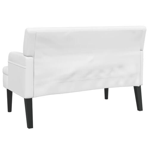 Bænk med ryglæn 112x65,5x75 cm kunstlæder hvid