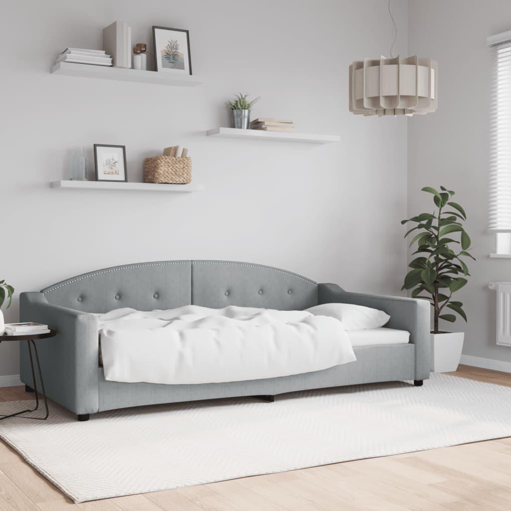 Daybed 100x200 cm stof lysegrå billede