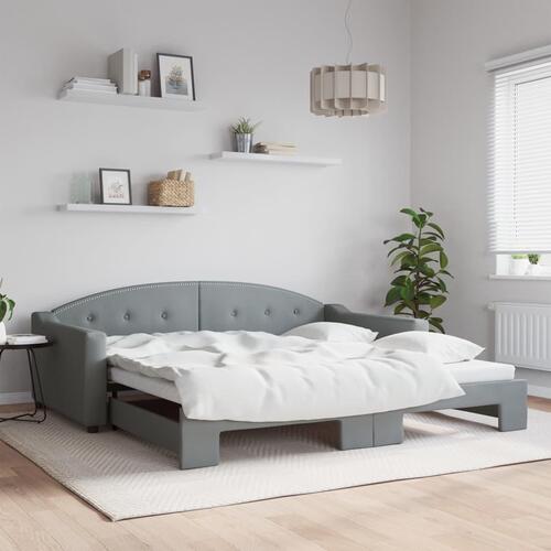 Daybed med udtræk 100x200 cm stof lysegrå