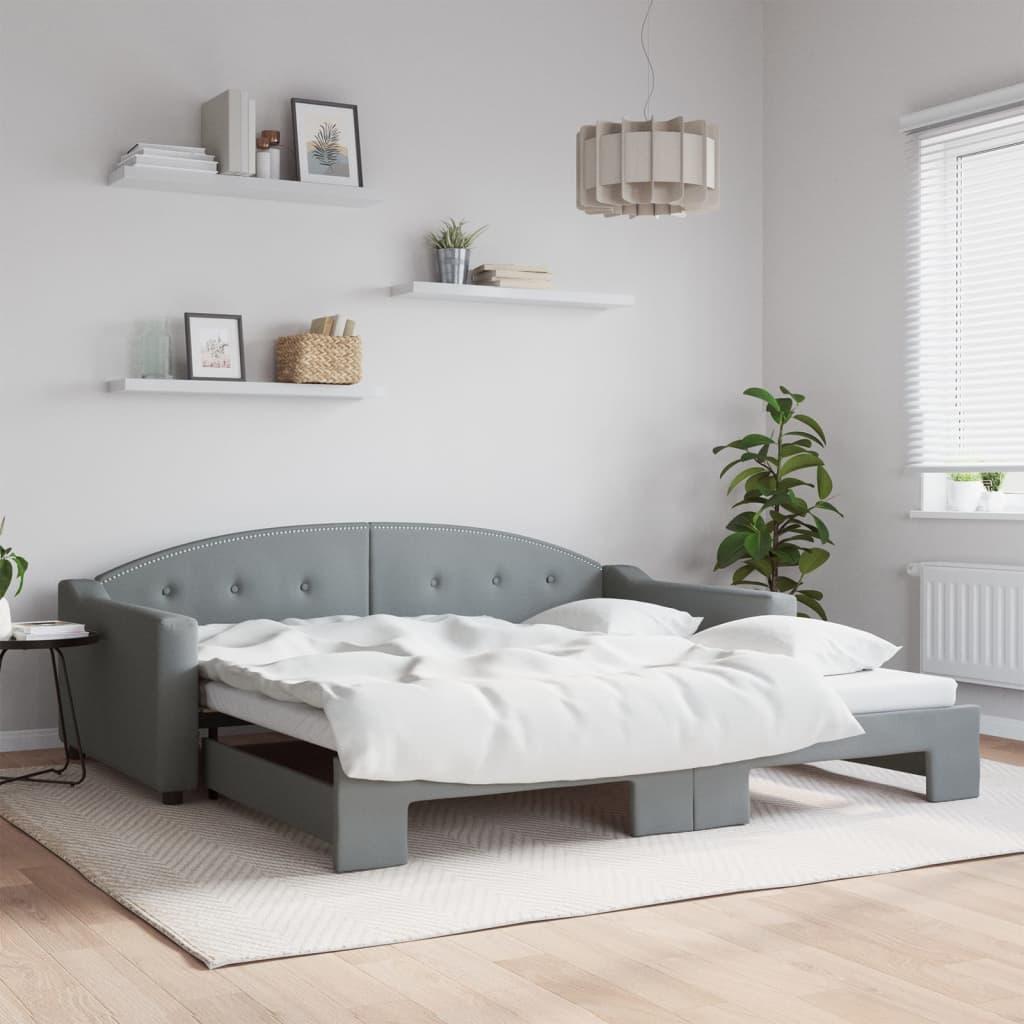 Daybed med udtræk 100x200 cm stof lysegrå