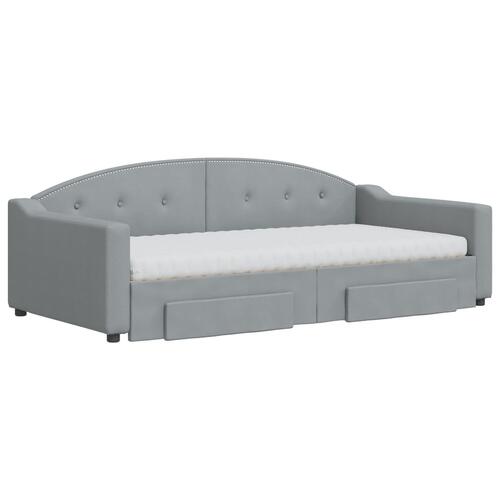 Daybed med udtræk og skuffer 100x200 cm stof lysegrå