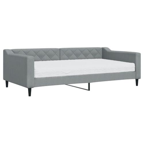 Daybed med madras 100x200 cm stof lysegrå