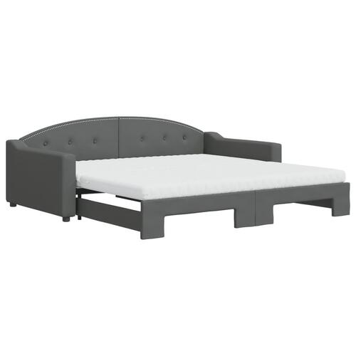 Daybed med udtræk og madras 100x200 cm stof mørkegrå