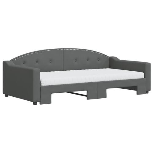 Daybed med udtræk og madras 100x200 cm stof mørkegrå