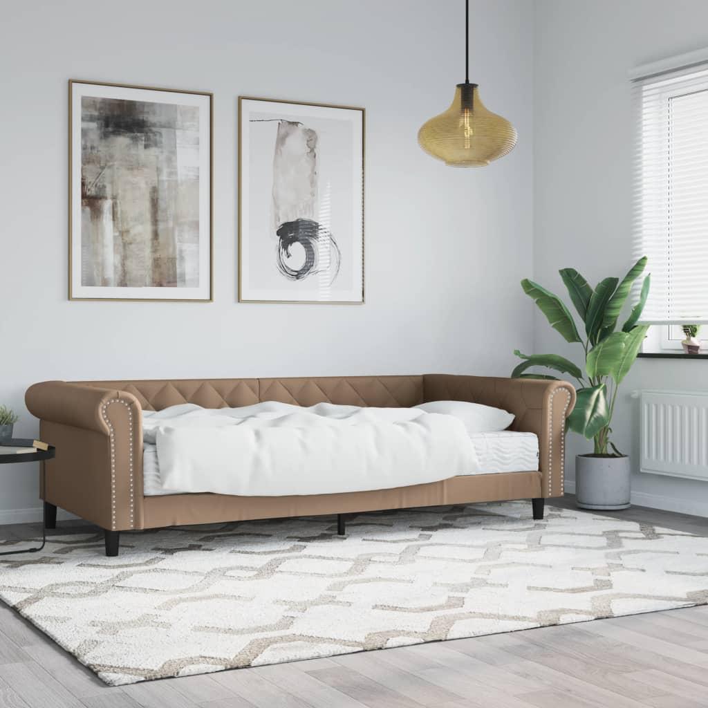 Daybed Kunstlæder Farvet - Cappuccino / med madras / 90 x 200 cm