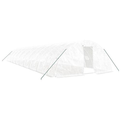 Drivhus med stålstel 90 m² 18x5x2,3 m hvid