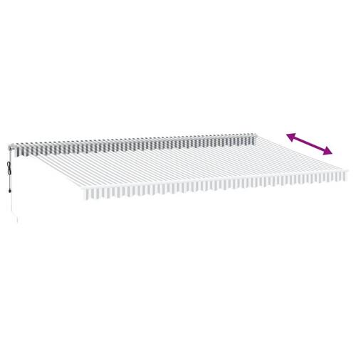 Markise m. LED 600x350 cm automatisk betjening antracitgrå hvid