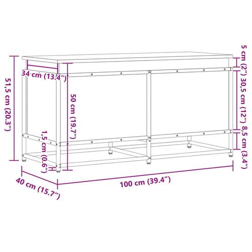 Opbevaringsboks med låg 100x40x51,5 cm konstrueret træ brunt eg