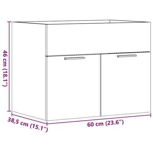 Skab til håndvask 60x38,5x46 cm konstrueret træ sonoma-eg