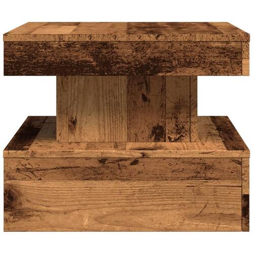 Sofabord med LED-lys 50x50x40 cm gammelt træ-look