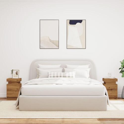 Sengeborde 2 stk. 35x39x55 cm LED-lys konstrueret træ kunsteg