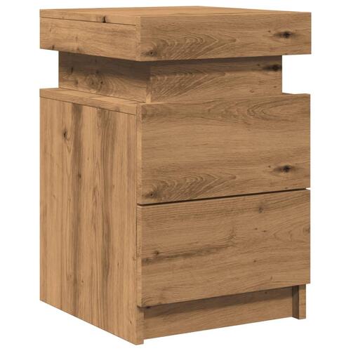 Sengeborde 2 stk. 35x39x55 cm LED-lys konstrueret træ kunsteg