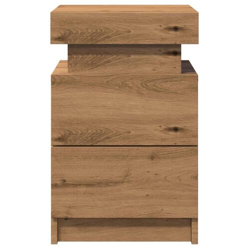 Sengeborde 2 stk. 35x39x55 cm LED-lys konstrueret træ kunsteg