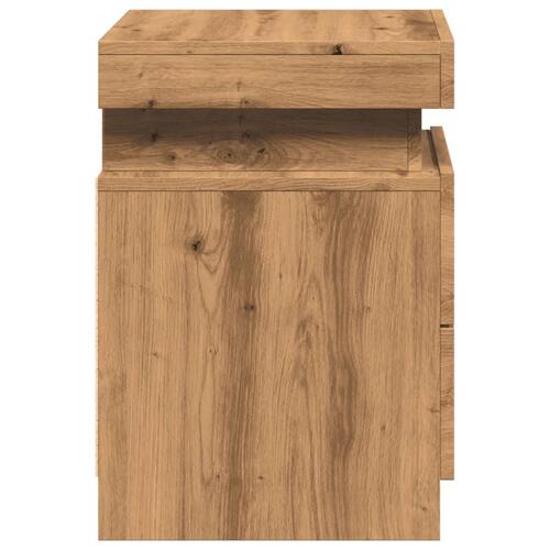 Sengeborde 2 stk. 35x39x55 cm LED-lys konstrueret træ kunsteg