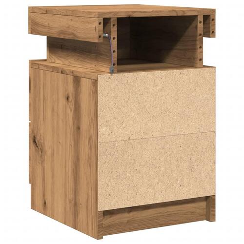 Sengeborde 2 stk. 35x39x55 cm LED-lys konstrueret træ kunsteg