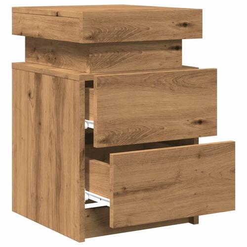 Sengeborde 2 stk. 35x39x55 cm LED-lys konstrueret træ kunsteg