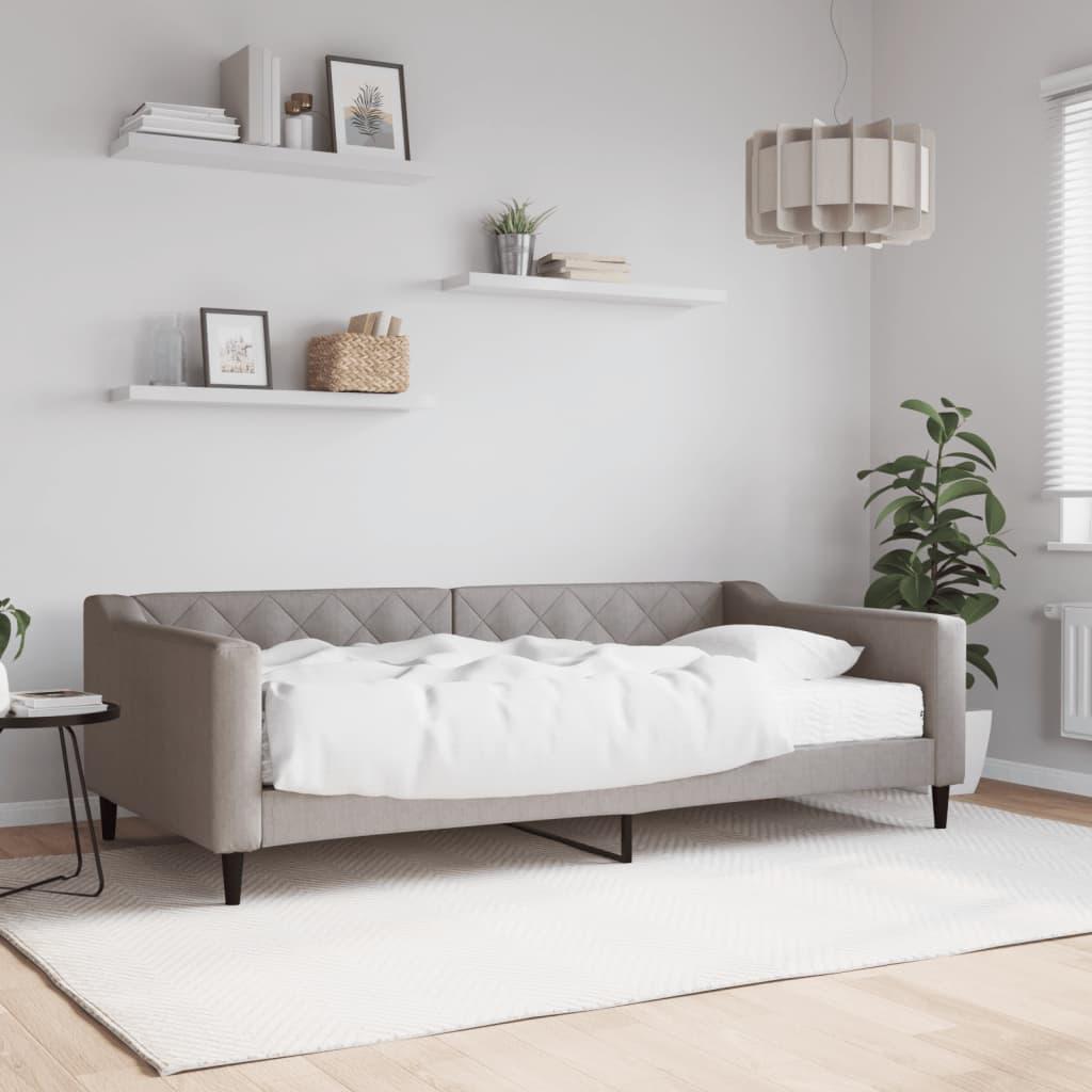 Daybed med madras 100x200 cm stof gråbrun billede