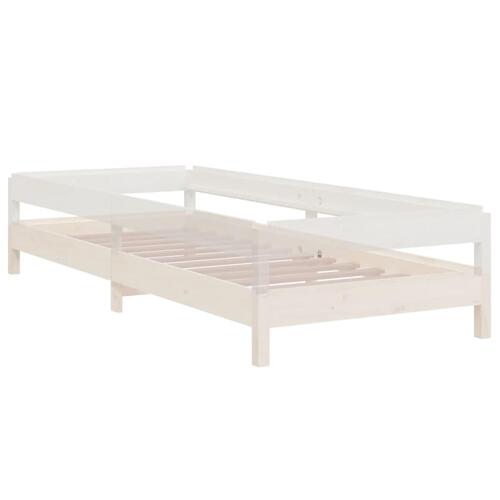 Stabelbar seng 75x190 cm massivt fyrretræ hvid