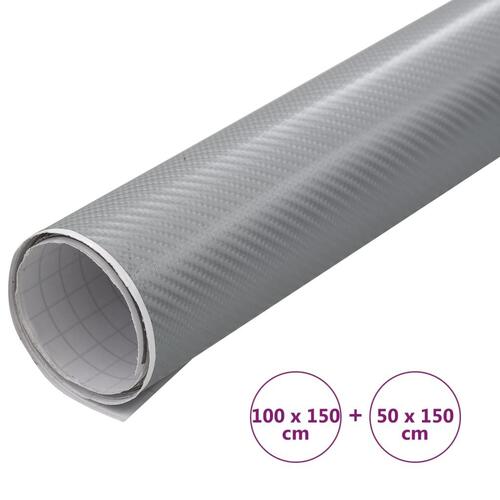 Bilfolier 2 stk. 100x150 cm + 50x150 cm 4D sølvfarvet
