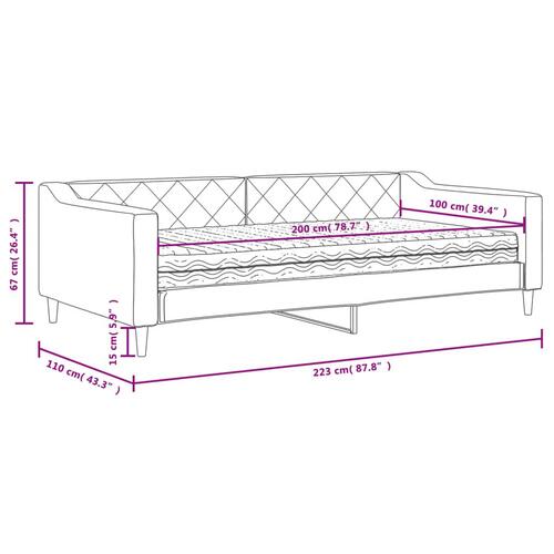 Daybed med madras 100x200 cm stof mørkegrå