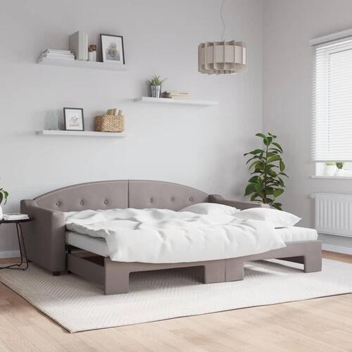 Daybed med udtræk og madras 90x200 cm stof gråbrun