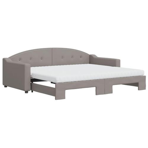 Daybed med udtræk og madras 90x200 cm stof gråbrun