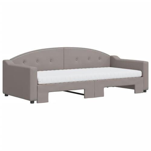 Daybed med udtræk og madras 90x200 cm stof gråbrun