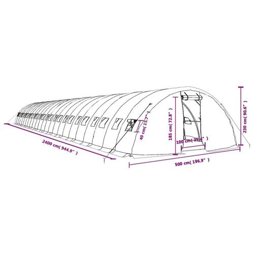 Drivhus med stålstel 120 m² 24x5x2,3 m hvid