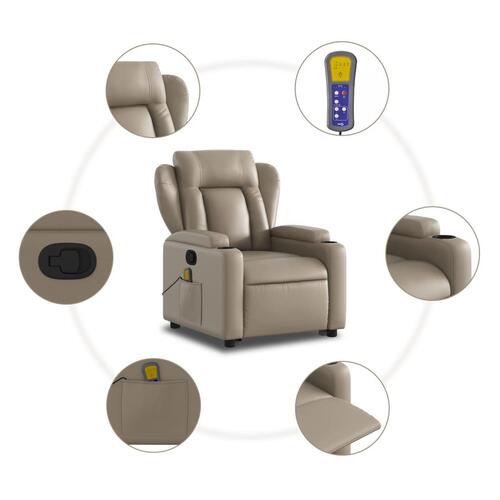 Løftestol med massagefunktion kunstlæder cappuccino