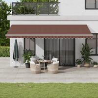 Markise med LED-lys 600x350 cm automatisk betjening brun