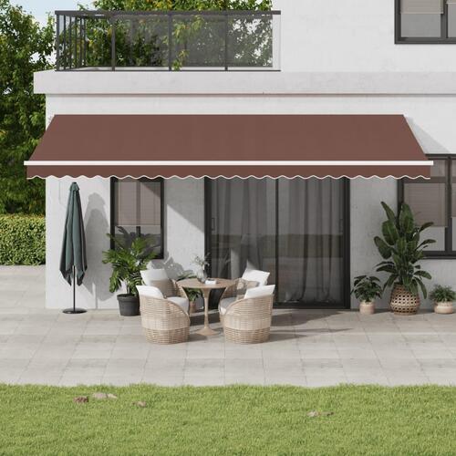 Markise med LED-lys 600x350 cm automatisk betjening brun