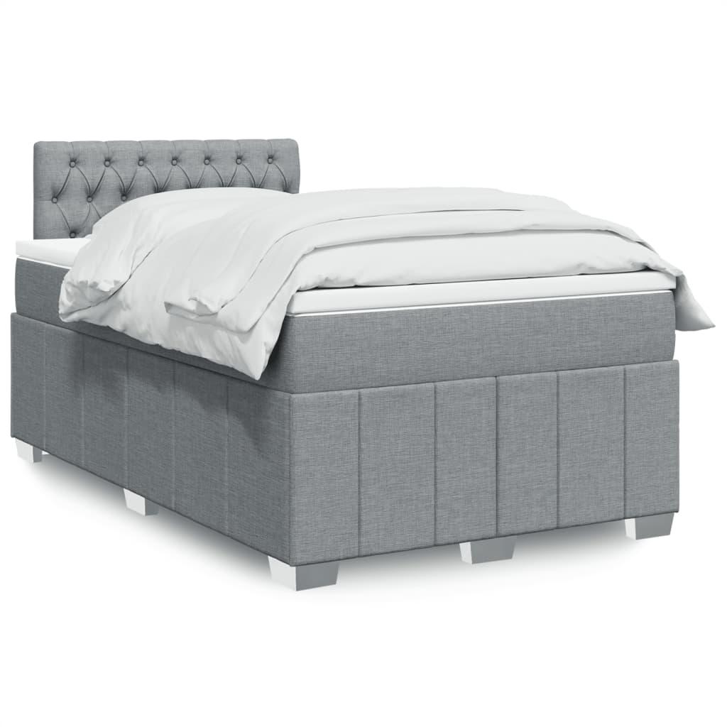 Kontinentalseng med madras og topmadras 120×190 cm - stof, lysegrå, LED billede