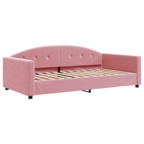 Daybed i velour 100x200 cm - lyserød sovesofa med ryglæn