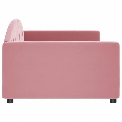 Daybed i velour 100x200 cm - lyserød sovesofa med ryglæn