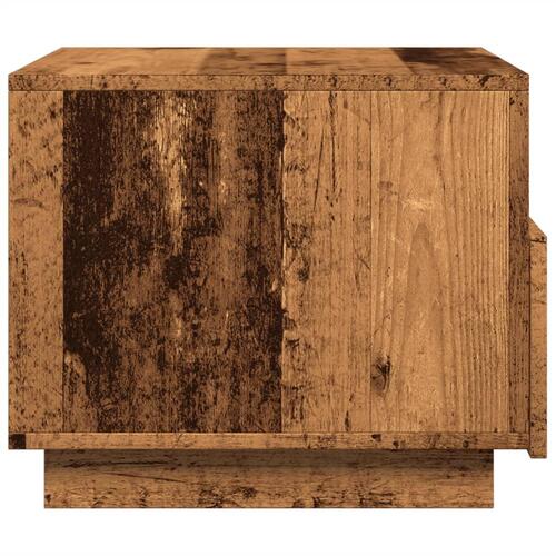 Sofabord med LED-lys 50x49x40 cm gammelt træ-look