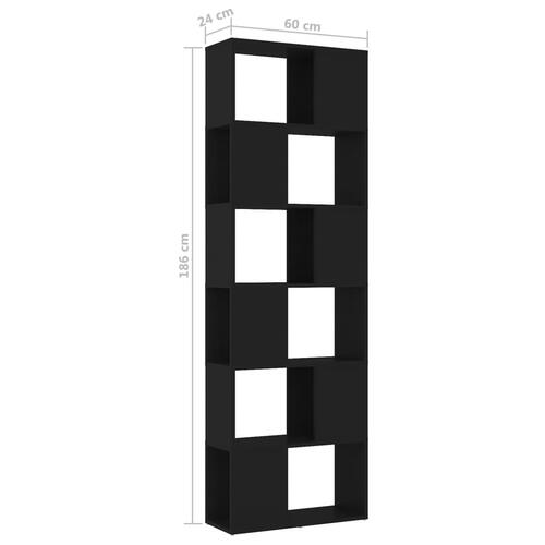Bogreol/rumdeler 60x24x186 cm konstrueret træ sort