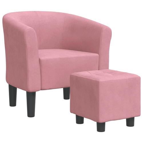 Lænestol med fodskammel velour pink