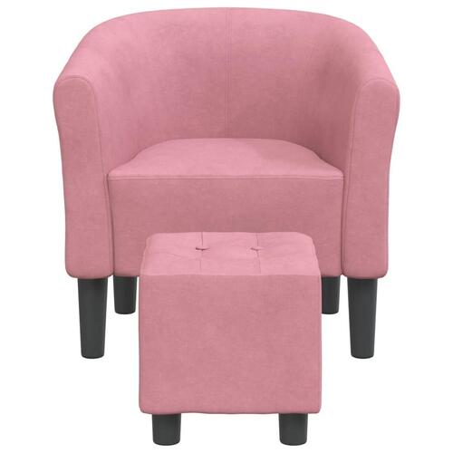 Lænestol med fodskammel velour pink