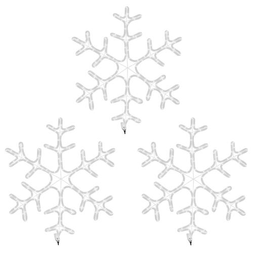 Snefnug 3 stk. 59x59 cm med LED-lys varmt hvidt lys