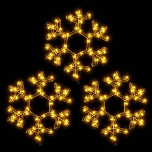 Snefnug 3 stk. 27x27 cm med LED-lys varmt hvidt lys